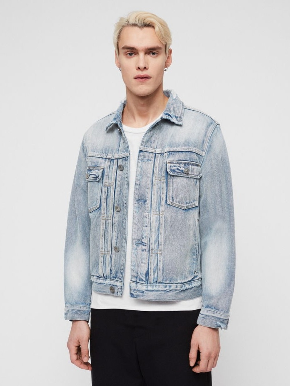 All Saints Light Wash Denim Jacket - Men's Casual Jean jacket